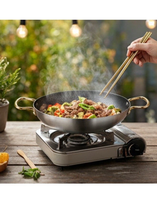 Deep Stainless Steel Non-Stick Frying Pan – 24cm Wok Pan with Handles for Daily Meals - Image 2